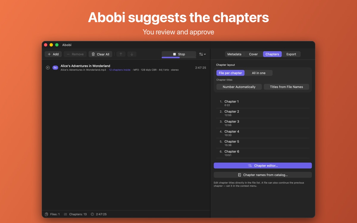 Find Chapters suggesting the chapter layout
